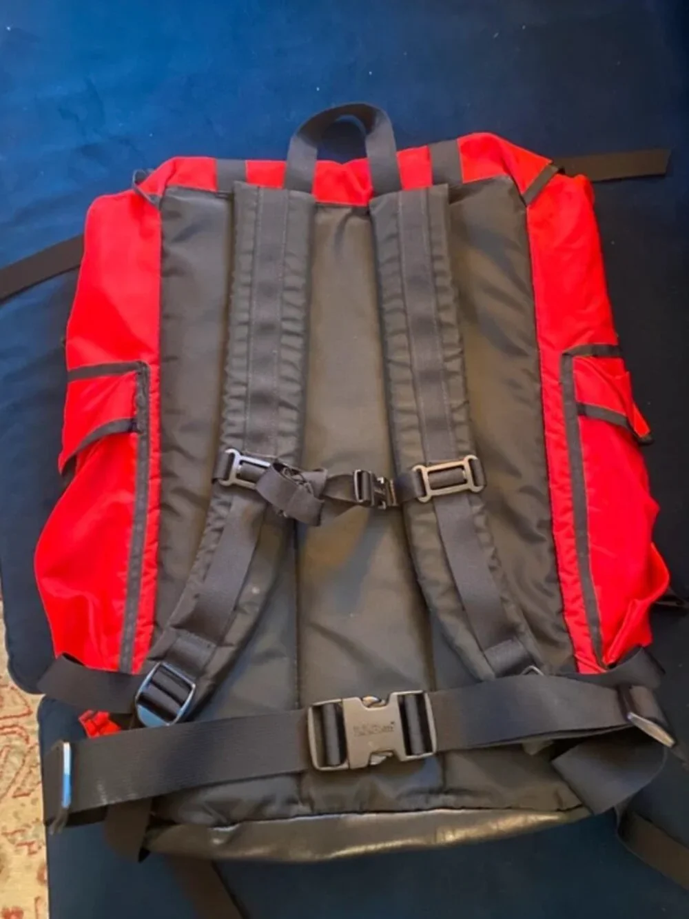 Vintage 90s LL Bean Deluxe Continental Rucksack 33L Medium Red Black Leather